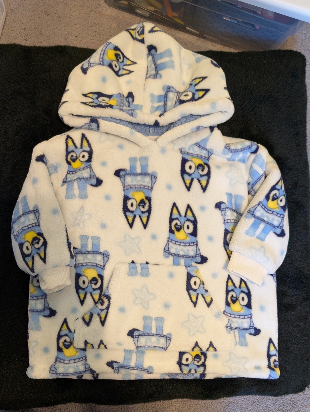 Bluey Plush Sherpa Lined Hoodie Kangaroo Pocket Hoodie 18 Months